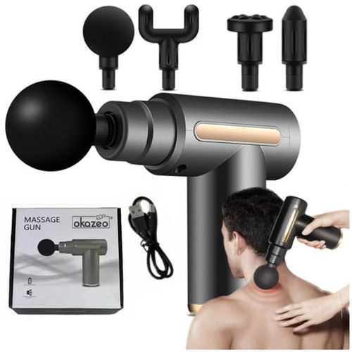 Pistolet do masażu masażer ciała pleców karku szyi 4 końcówki 6 trybów mocy na Arena.pl