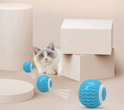 Inteligentna piłka dla kota ruchoma zabawka USB niebieska kula na Arena.pl