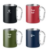 Kubek Metalowy Turystyczny z Karabińczykiem 300 ml + Grawer 10 sztuk