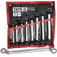 YATO ZESTAW 8szt KLUCZE OCZKOWE ODGIĘTE Z POLEROWANĄ GŁÓWKĄ 6-22 MM YT-0396