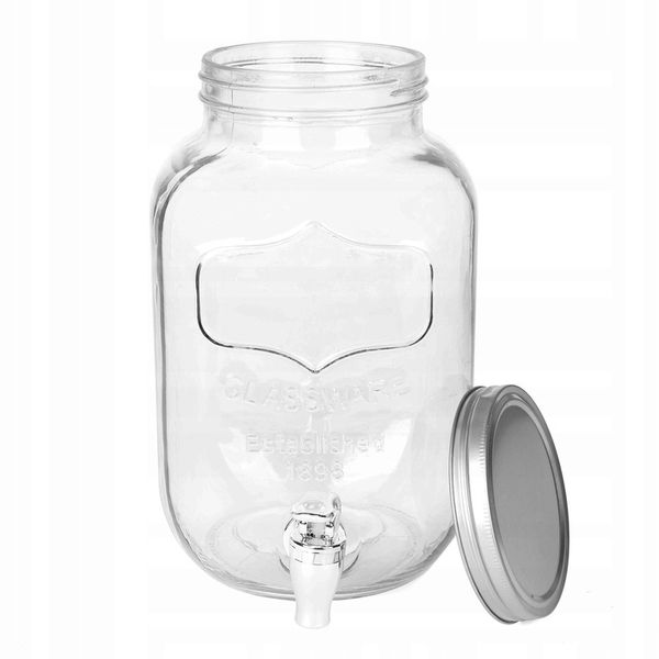 SZKLANY SŁOIK Z KRANIKIEM stojak na lemoniadę napoje soki piknik przyjęcie zdjęcie 7