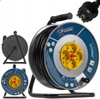 PRZEDŁUŻACZ BUDOWLANY GRUBY OGRODOWY BĘBNOWY 25M 3X2,5MM METALOWY KORPUS