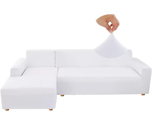 Pokrowiec na sofę L elastyczny spandex Jaotto 2-częściowy 2-osobowy biały na Arena.pl