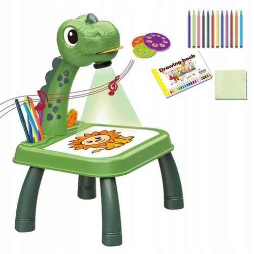 STOLIK DO NAUKI RYSOWANIA DINO TABLICA PROJEKTOR 24 wzory 12 pisaków na Arena.pl