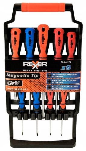 ZESTAW ŚRUBOKRĘTÓW WKRĘTAKÓW Z MAGNESEM 9 szt. na Arena.pl