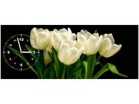 100X40CM ZEGAR BIAŁE TULIPANY MARK FREETH OBRAZ