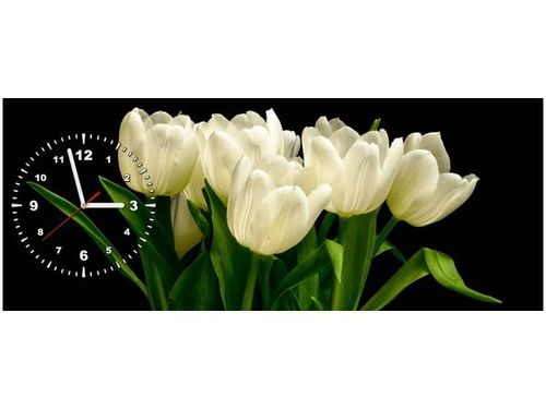 100X40CM ZEGAR BIAŁE TULIPANY MARK FREETH OBRAZ na Arena.pl