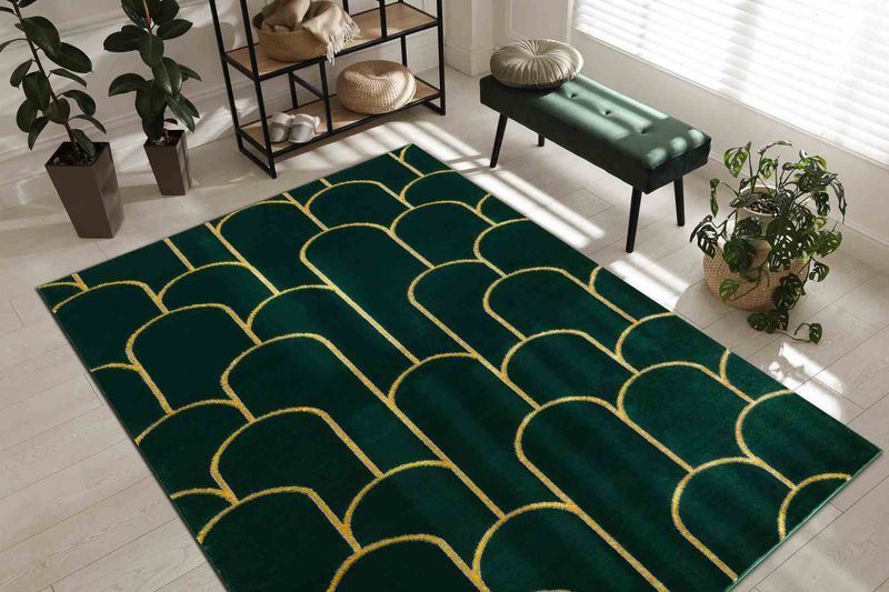 RUG/LU/ESTEMA/ARTDECO2/BOTTLEGREEN+GOLD/80x150 zdjęcie 2