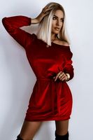 SUKIENKA VELVET 621 RED SHINE