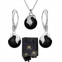 Zestaw Biżuterii Srebrnej Komplet Nietoperz Perły Prezent na Urodziny 925