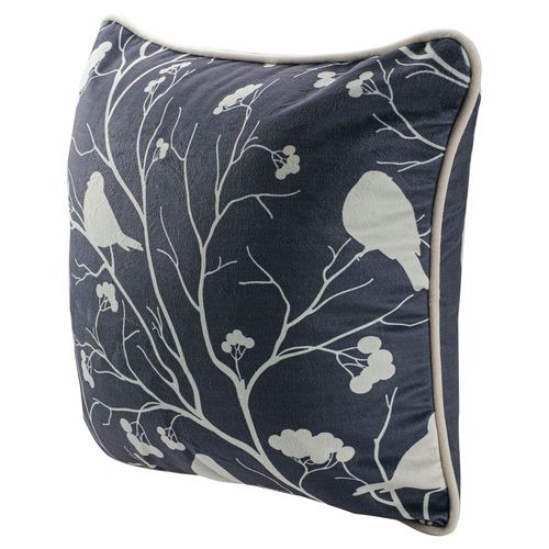 Poszewka dekoracyjna WF 43X43 z lamówką ptaki na jarzębinie czarna na Arena.pl
