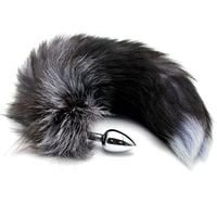 korek analny lisi ogon black & white fox tail m alive