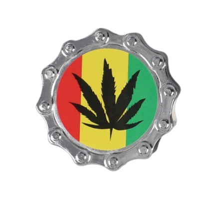 Srebrny Grinder Młynek do Suszu Tytoniu Ziół Rasta Paski z Czarnym Liściem na Arena.pl