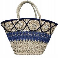 Torebka koszyk trawa morska ręcznie pleciony muszle koronka zamek BOHO 2308