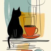 Plakat 30x30cm Kot i Kawa