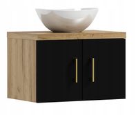 Szafka łazienkowa wisząca MARKUS 50 dąb /czarny z umywalką Eliza biała (W5)