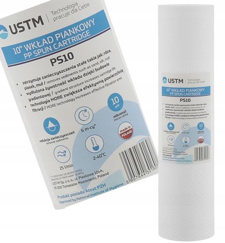 FILTR DO WODY WKŁAD PIANKOWY 10" FILTRACJA 10 MIKRON PS10M 9 SZTUK na Arena.pl