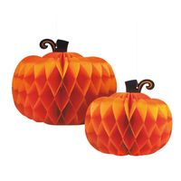 Dekoracja wisząca honeycomb Halloween Dynie, 2 szt.