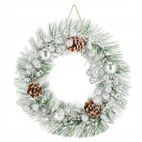 WIANEK WIENIEC DEKORACYJNY ŚWIĄTECZNY OZDOBA NA DRZWI STROIK ŚNIEŻONY 24 cm