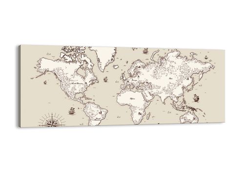 Obraz Na Płótnie - Mapa Kontynent - 100X40 Cm - Ab100X40-2910 na Arena.pl