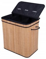 Bambusowy kosz na pranie 3-komorowy 150L naturalny BAMBOO