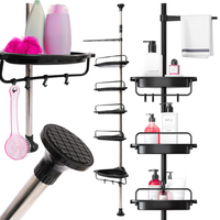 NAROŻNA PÓŁKA DO ŁAZIENKI TELESKOPOWA POD PRYSZNIC REGULOWANA 4 PÓŁKI MOCNA