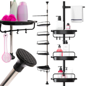 NAROŻNA PÓŁKA DO ŁAZIENKI TELESKOPOWA POD PRYSZNIC REGULOWANA 4 PÓŁKI MOCNA