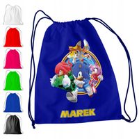 WOREK PLECAK SPORTOWY NA WF DLA DZIECI - SONIC HEDGEHOG + IMIĘ! AMY TAILS