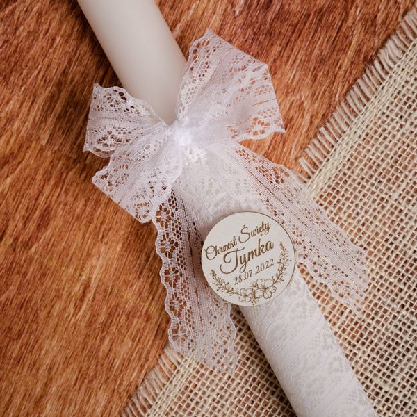 Świeca do Chrztu Świętego boho z personalizacją SC-15B zdjęcie 3