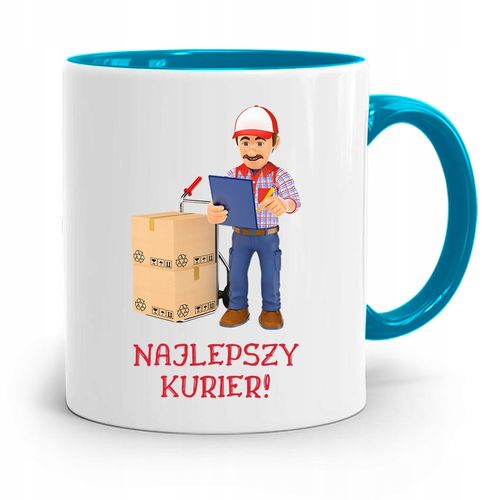 Kubek Błękitny Dla Kuriera Najlepszy Kurier Z Nadrukiem Ze Zdjęciem na Arena.pl