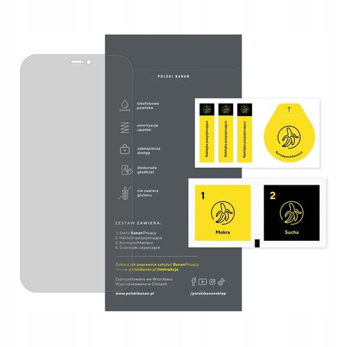 Szkło hartowane prywatyzujące 9H BananPrivacy do Apple iPhone 12 / 12 Pro na Arena.pl