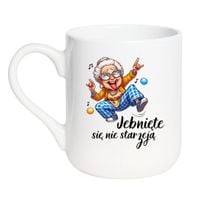 KUBEK "JEBNIĘTE SIĘ NIE STARZEJĄ" Wzór - Elegant Biały 330 ml