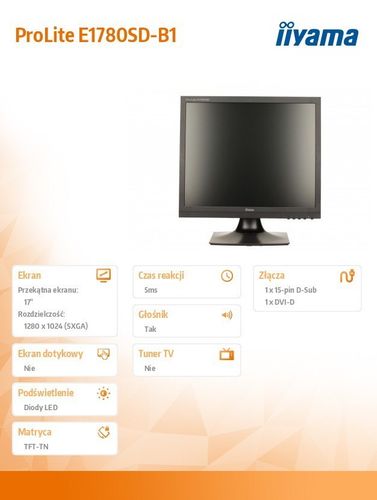 IIYAMA 17'' E1780SD-B1 D-SUB/DVI/GŁOŚNIKI na Arena.pl