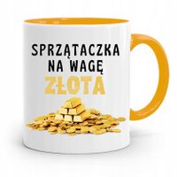 Dla Sprzątaczki Kubek Żółty Na Prezent Urodziny Z Nadrukiem Ze Zdjęciem
