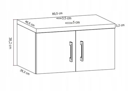Szafka łazienkowa wisząca pod umywalkę MARKUS 80 czarny/dąb  (W5) na Arena.pl