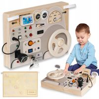 Drewniana tablica do zabawy Montessori dla małych dzieci - kokpit auta