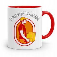 Kubek Czerwony Dla Kuriera Zaufaj Mi! Prezent Z Nadrukiem Ze Zdjęciem