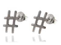 Delikatne srebrne kolczyki celebrytki hashtag # srebro 925 K2936