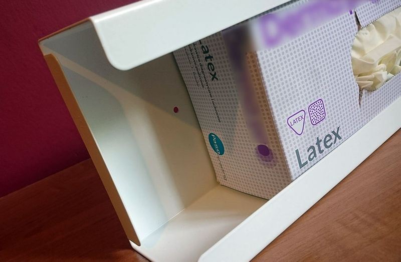 Podajnik (dozownik) na rękawice – pojedynczy BIAŁY, gł. 7,5 cm, zag. 2 zdjęcie 3