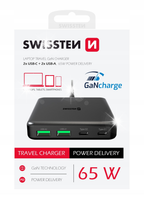 Ładowarka podróżna do laptopa tabletu smartfona Swissten 65W PD GaN