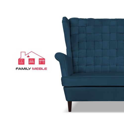 Zestaw wypoczynkowy Carol sofa fotele paski Family Meble granatowy na Arena.pl