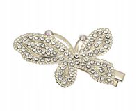 Elegancka spinka wsuwka metalowa motyl z cyrkoniami 6,5cm kolor złoty