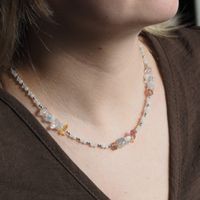 Naszyjnik - Mix kamieni sieczka, kulki i srebro