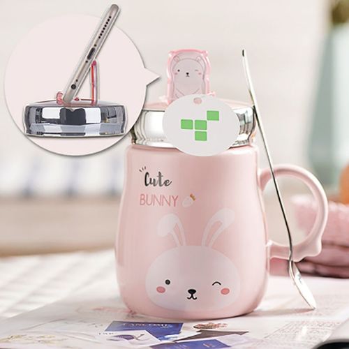 Kubek Ceramiczny Z Pokrywką i Łyżeczką - Idealny Do Szkoły - Biura - 500 ML Zielony Jednorożec 500ml na Arena.pl