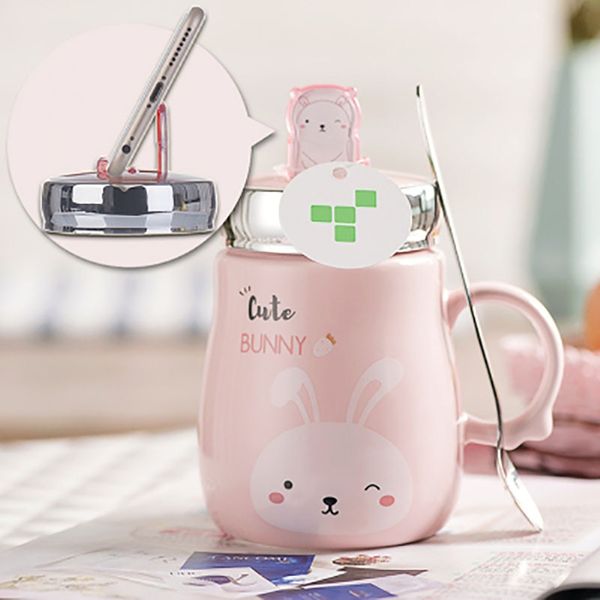 Kubek Ceramiczny Z Pokrywką i Łyżeczką - Idealny Do Szkoły - Biura - 500 ML Zielony Jednorożec 500ml zdjęcie 10