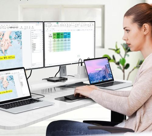 Przełącznik KVM YOUTINGHDAV USB-C 2 PC 2 monitory Dual HDMI 4K@60Hz 65W PD na Arena.pl