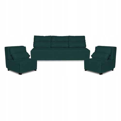 Zestaw KIMO funkcja spania sofa fotele Family Meble zielony Hunter welur na Arena.pl