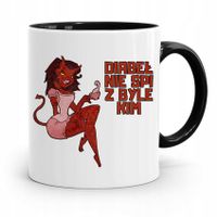 Kubek Czarny Śmieszny Zabawny Diabeł Nie Śpi Z Nadrukiem Ze Zdjęciem