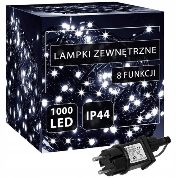 LAMPKI CHOINKOWE 1000 LED ZEWNĘTRZNE BIAŁE ZIMNE 50M FUNKCJE PROGRAMATOR zdjęcie 5