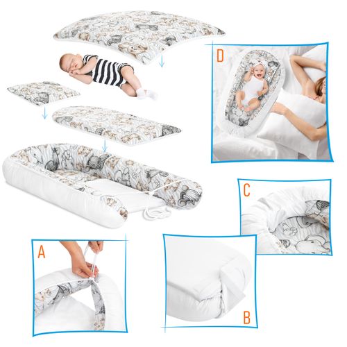 KOKON DLA NIEMOWLĄT BAWEŁNIANY ZESTAW 4 ELEMNTY ZEBRA I LEW na Arena.pl